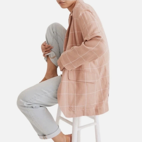 Madewell Jackets & Blazers - Madewell Pink Breezewoven Larsen Blazer Size XS Linen Casual Preppy Preowned
